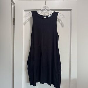 Ava Sky Elegant Black Tank Top Dress with POCKETS.